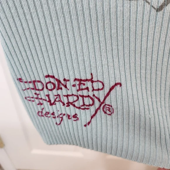 Ed Hardy x Christian Audigier Hooded Sweater Mini Dress Size XS Rhinestone - Picture 7 of 16